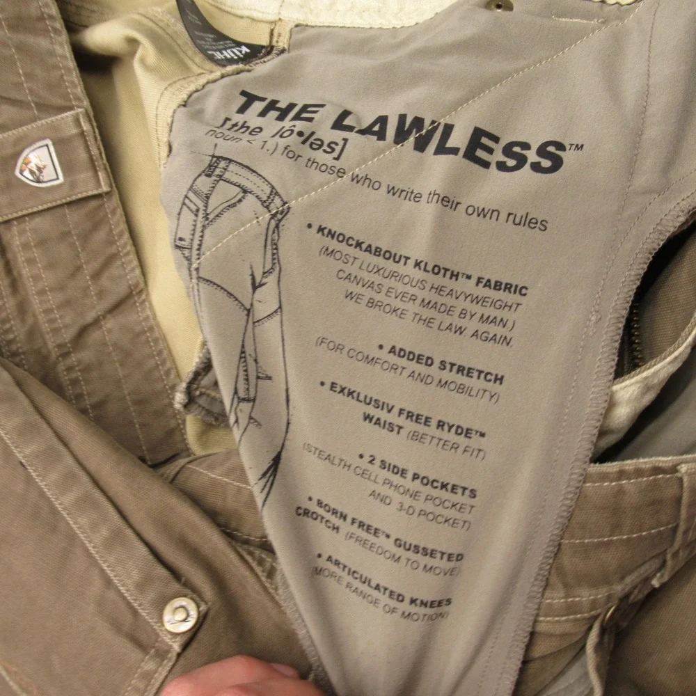 Kuhl Lawless Pant Men 40x30 Green Canvas Relaxed Rugged Double Knee Work Roofing